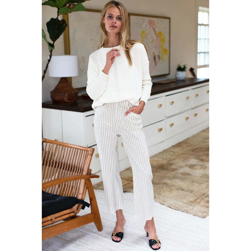 Emerson Fry Johnny Sailor Pant White Sand Stripe Cropped Length Medium